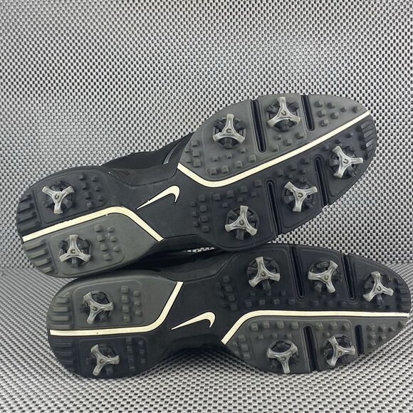 Nike Heritage Golf Shoes Sneakers Mens 11 Black Leather Logo Lace Up Athletic - Picture 9 of 10